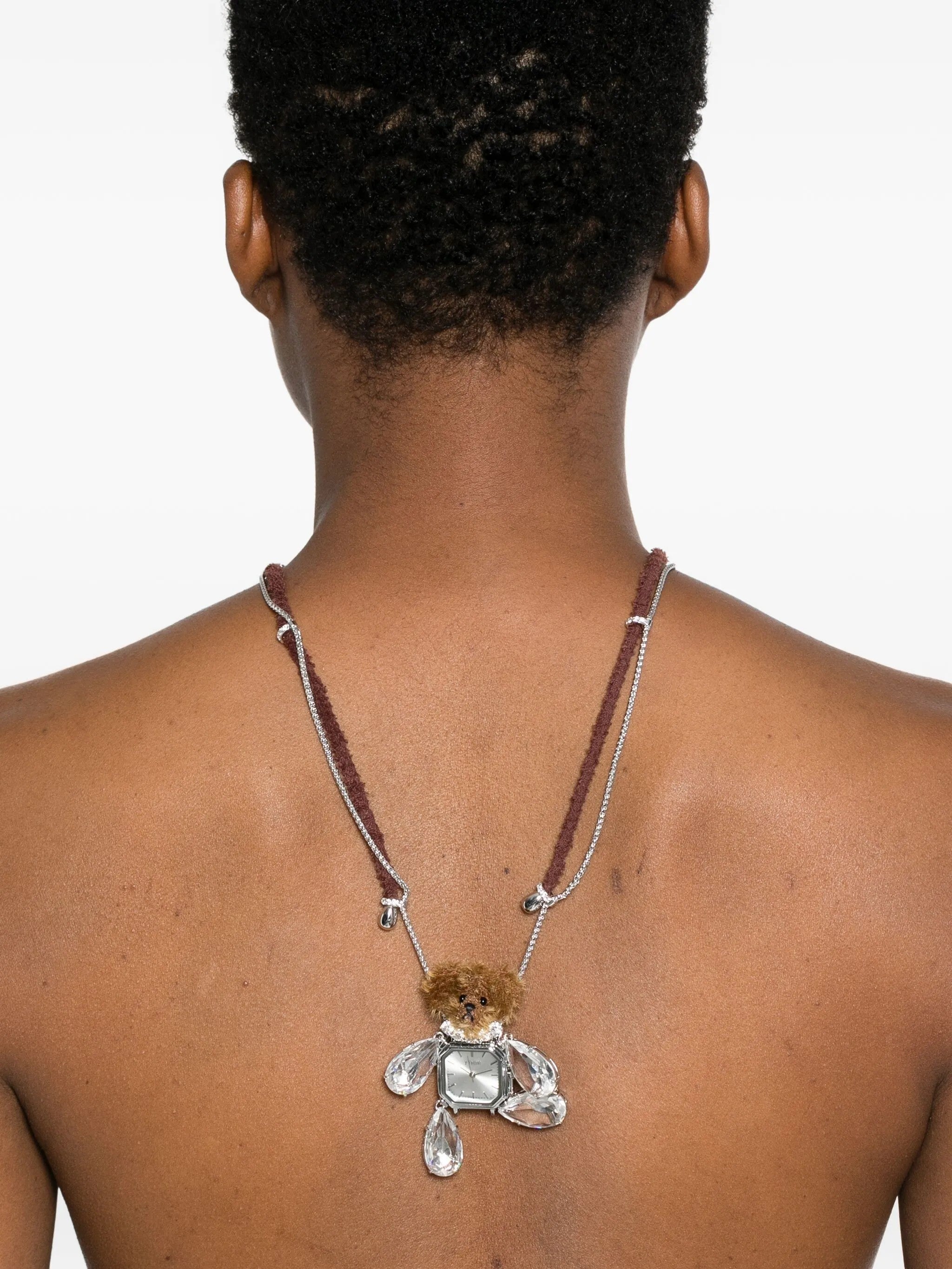 Collana con decorazioni a forma di orsacchiotto in argento e bianco Yvmin - donna 