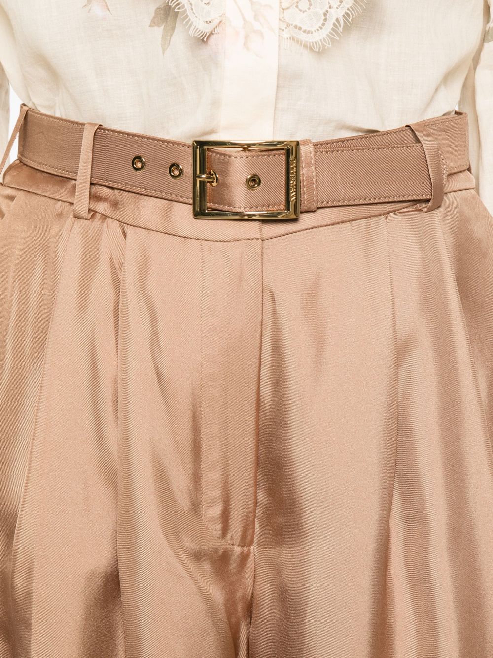 Pantaloni plissé con cintura in beige Zimmermann - donna 