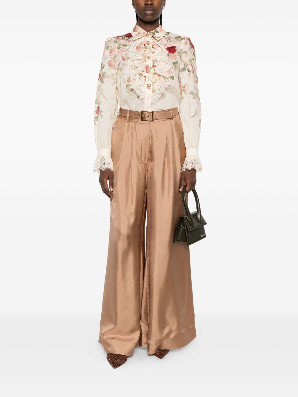 Pantaloni plissé con cintura in beige Zimmermann - donna 