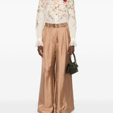 Pantaloni plissé con cintura in beige Zimmermann - donna 