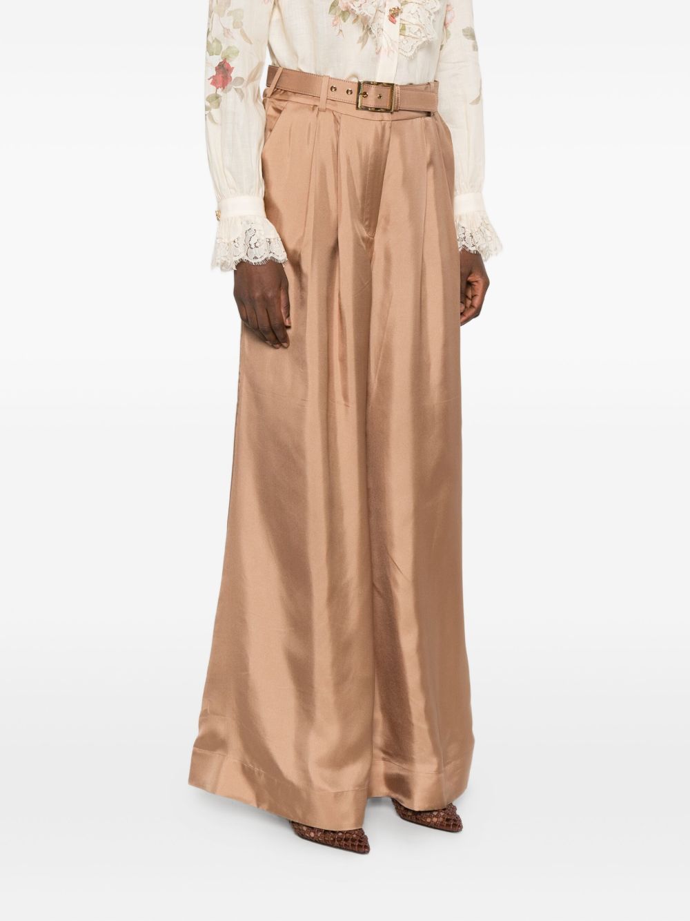 Pantaloni plissé con cintura in beige Zimmermann - donna 