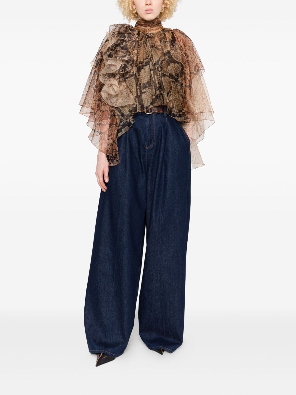 Blusa con stampa in marrone Zimmermann - donna 