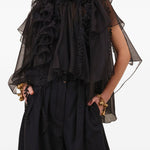 Blusa con volant e decorazioni floreali in nero Zimmermann - donna 