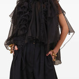 Blusa con volant e decorazioni floreali in nero Zimmermann - donna 