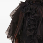 Blusa con volant e decorazioni floreali in nero Zimmermann - donna 