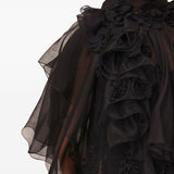 Blusa con volant e decorazioni floreali in nero Zimmermann - donna 