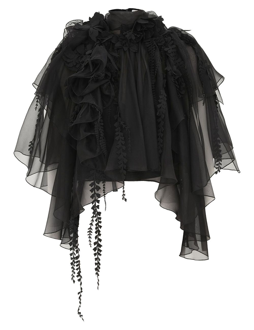 Blusa con volant e decorazioni floreali in nero Zimmermann - donna 
