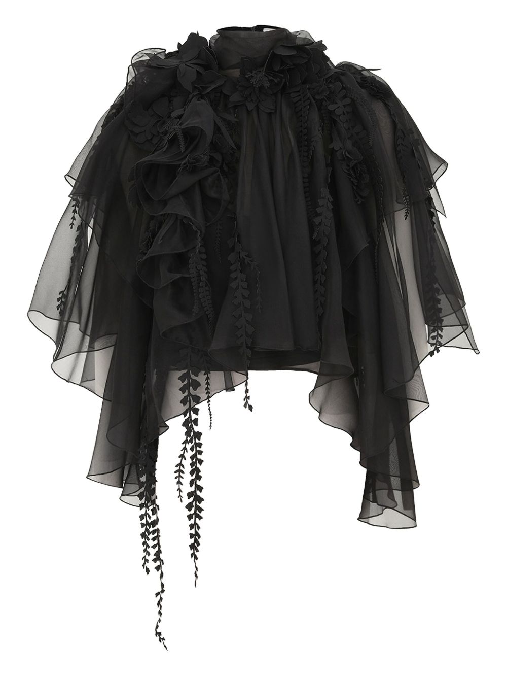 Blusa con volant e decorazioni floreali in nero Zimmermann - donna 