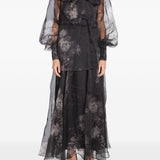 Gonna midi a fiori in nero Zimmermann - donna 