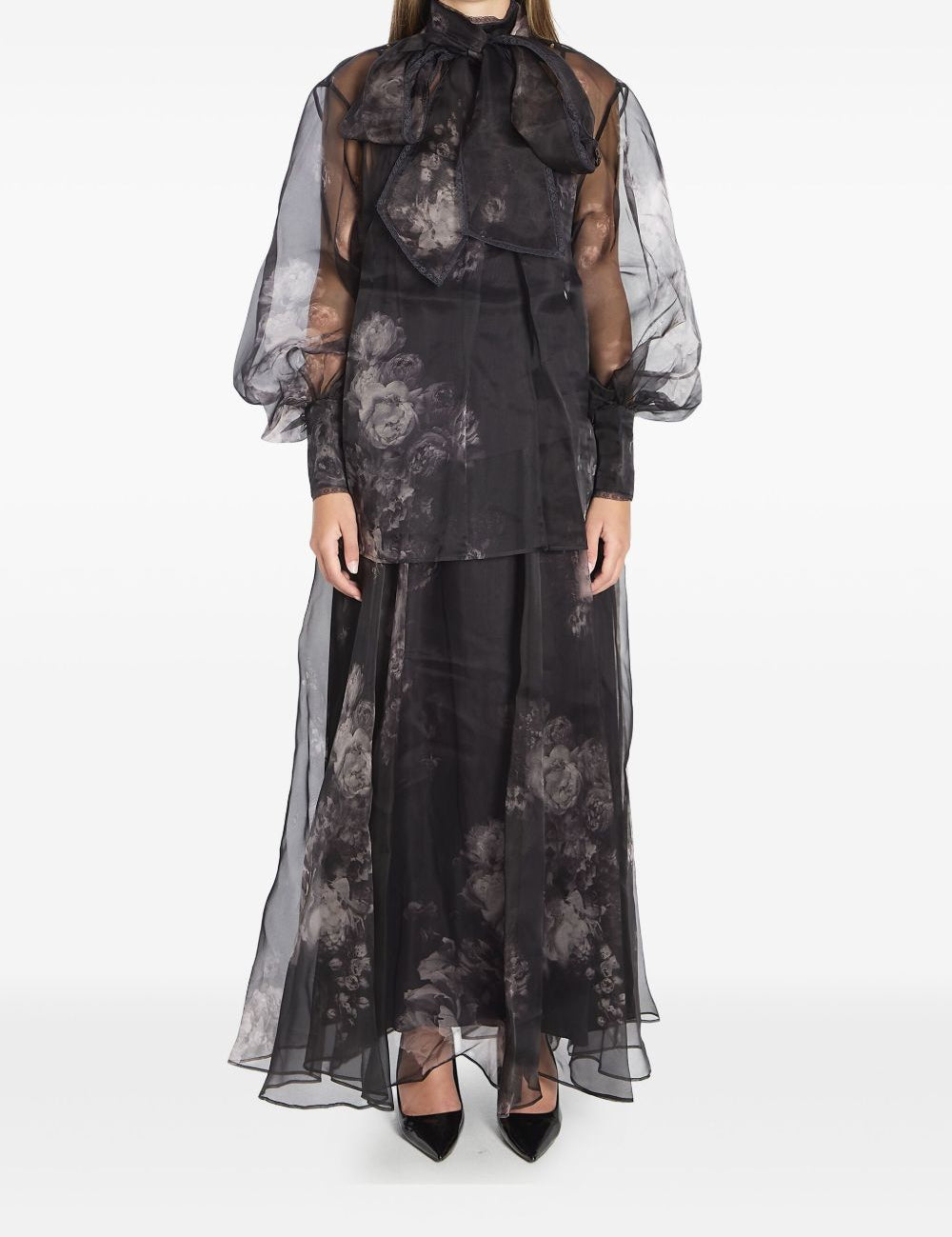 Gonna midi a fiori in nero Zimmermann - donna 