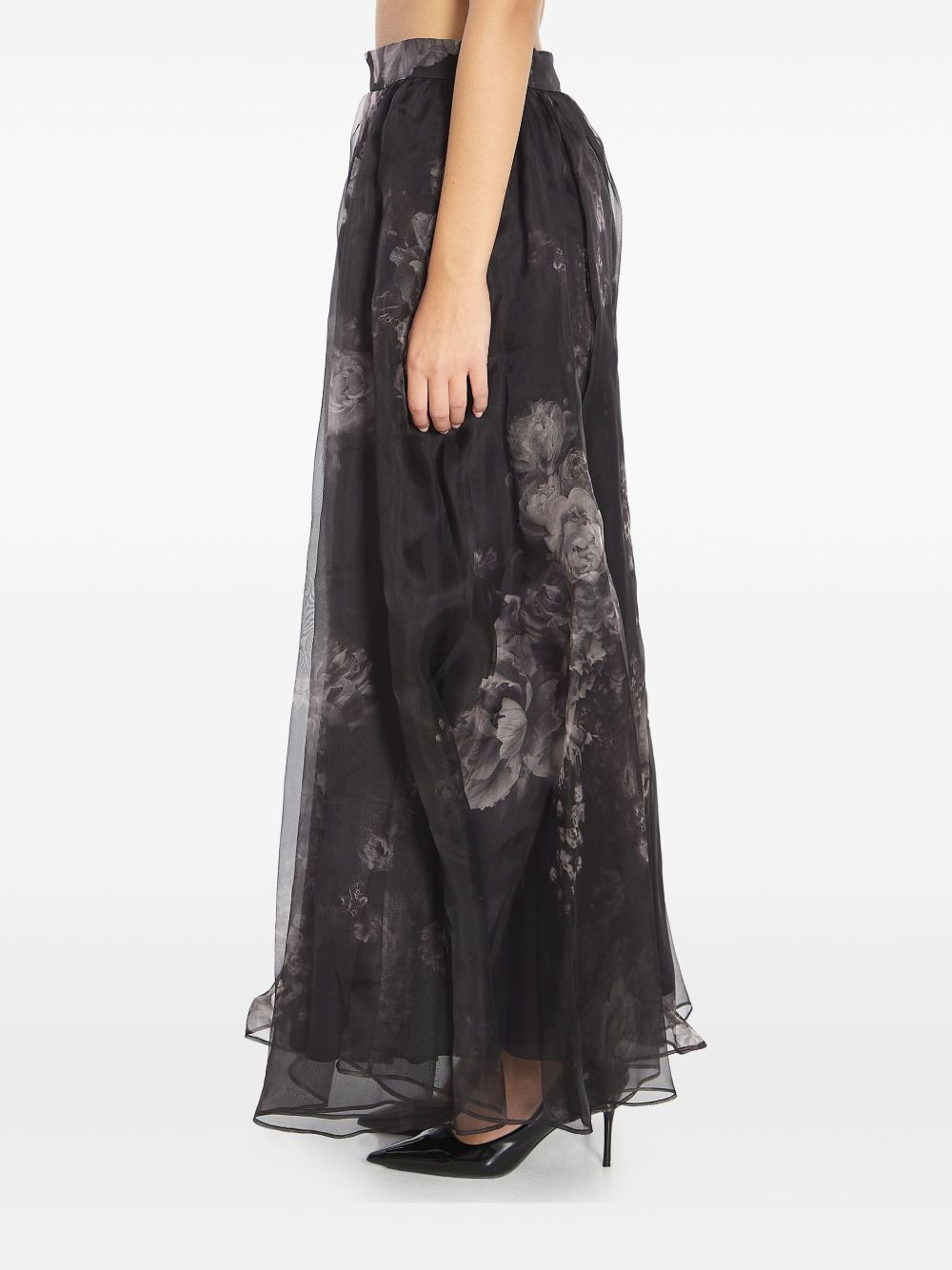 Gonna midi a fiori in nero Zimmermann - donna 
