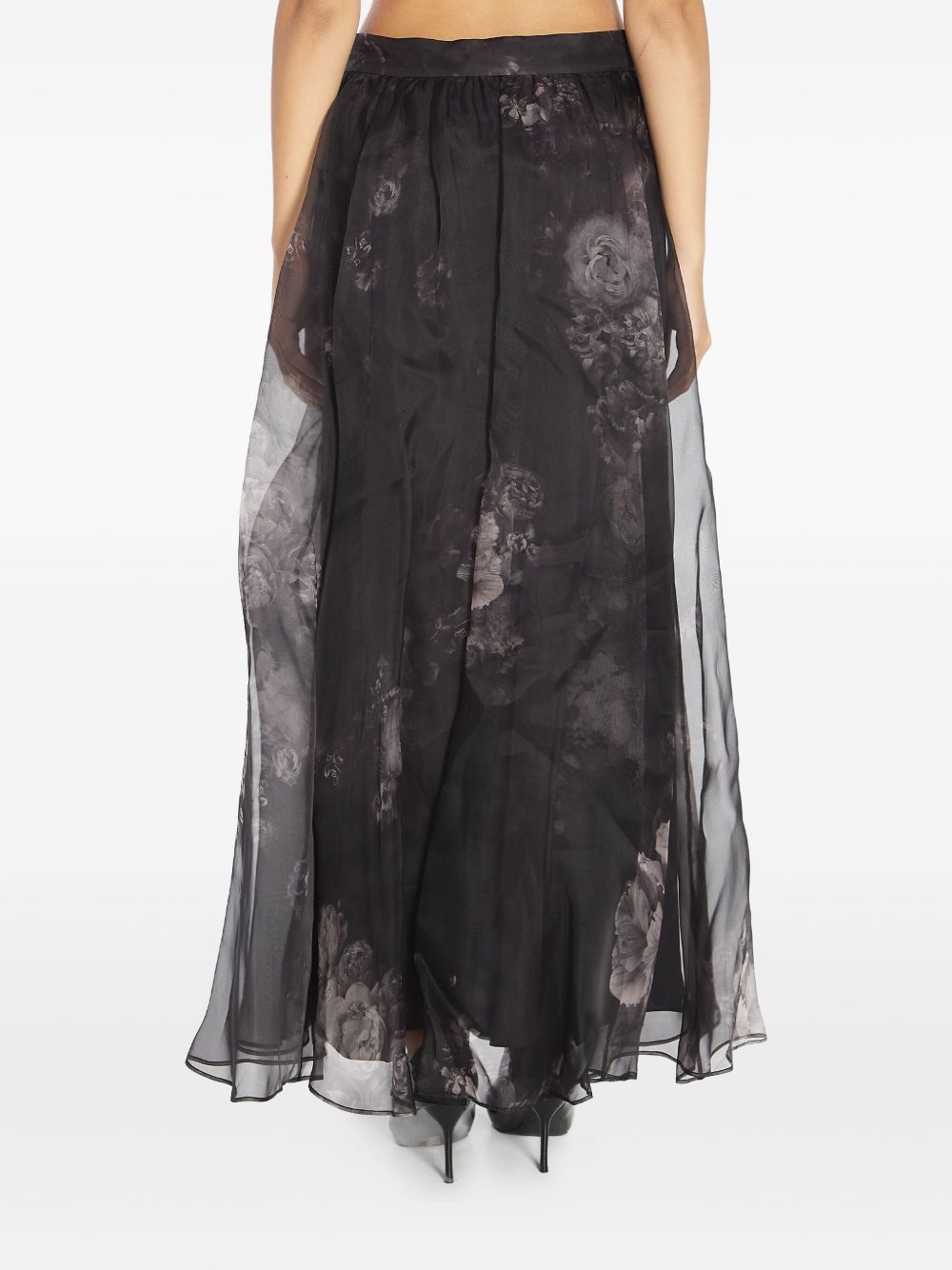 Gonna midi a fiori in nero Zimmermann - donna 