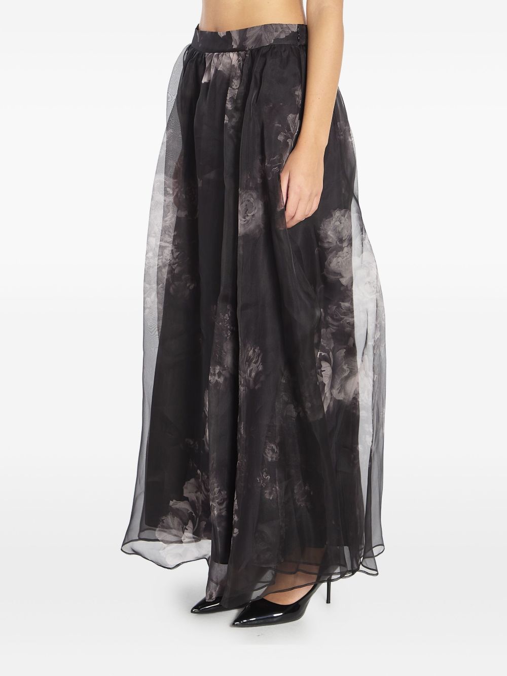 Gonna midi a fiori in nero Zimmermann - donna 
