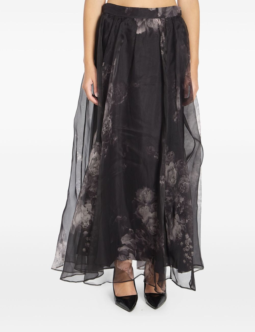 Gonna midi a fiori in nero Zimmermann - donna 