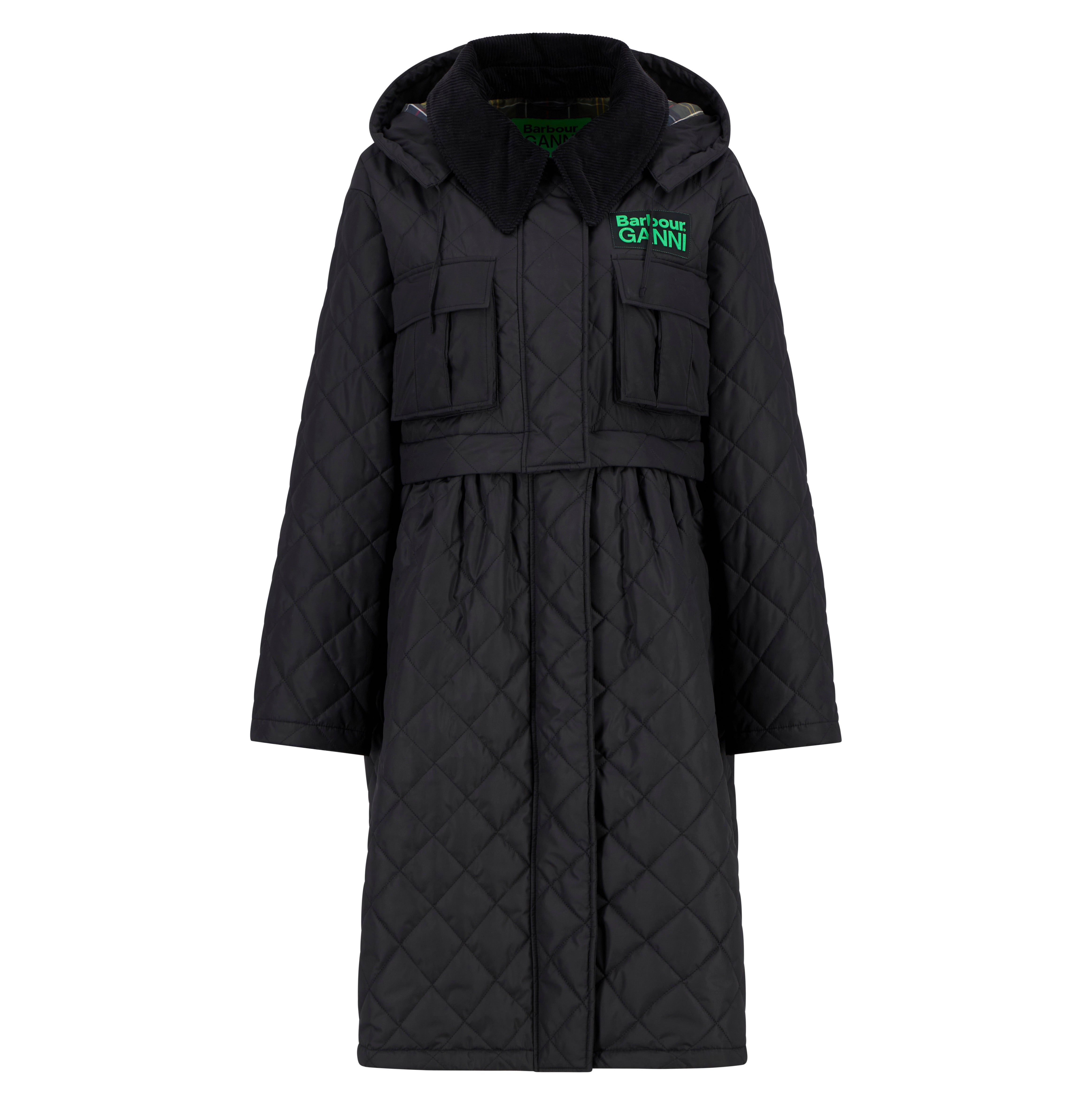 Giacca trapuntata lunga con peplo Barbour x Ganni - donna 