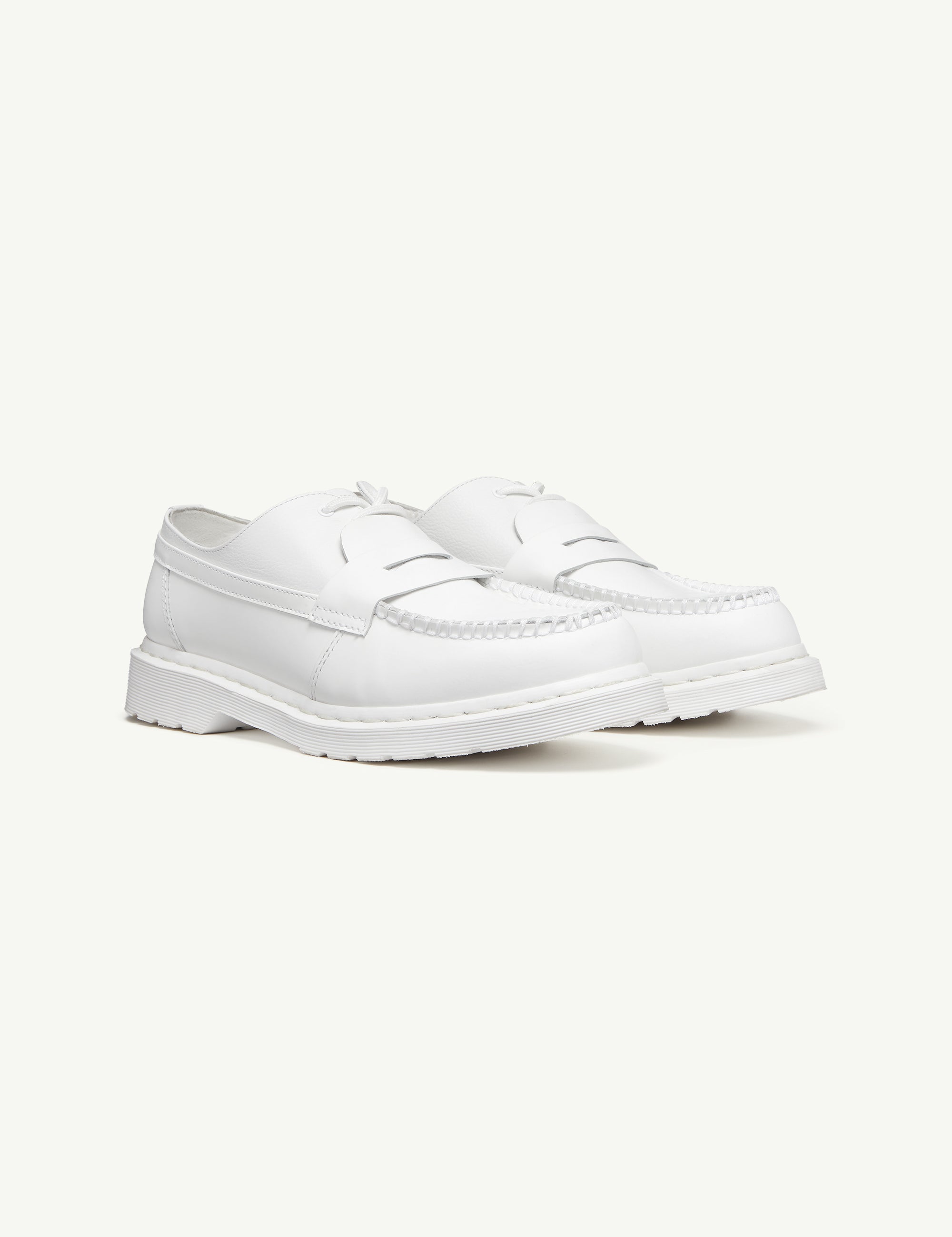 Mocassini in pelle in bianco MM6 x Dr. Martens - donna 