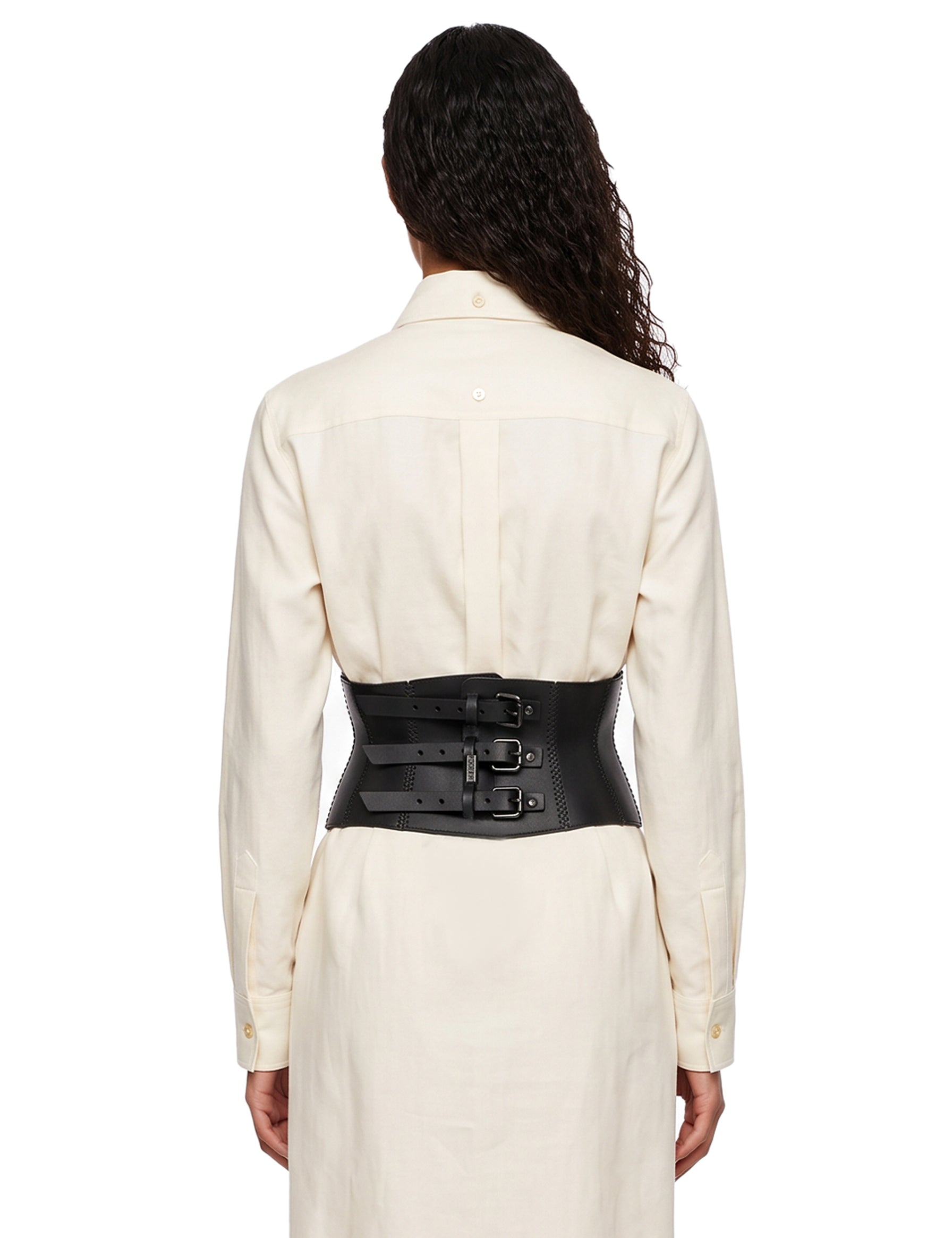 Cintura corsetto traforata in nero 