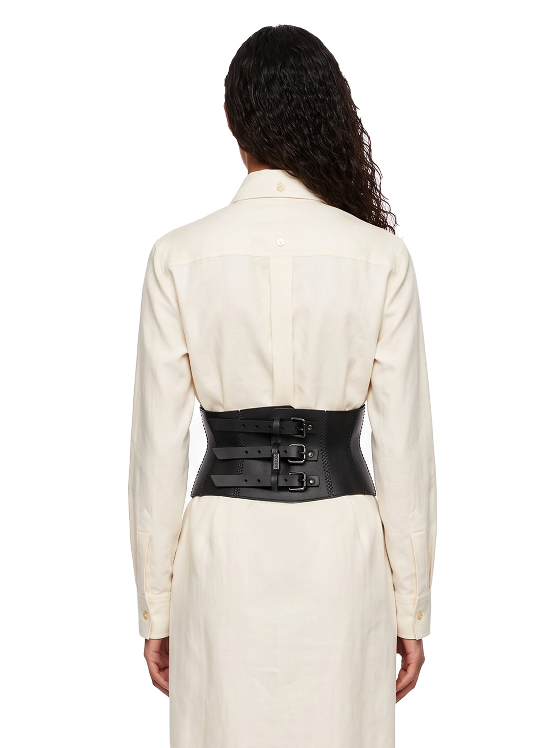 Cintura corsetto traforata in nero 