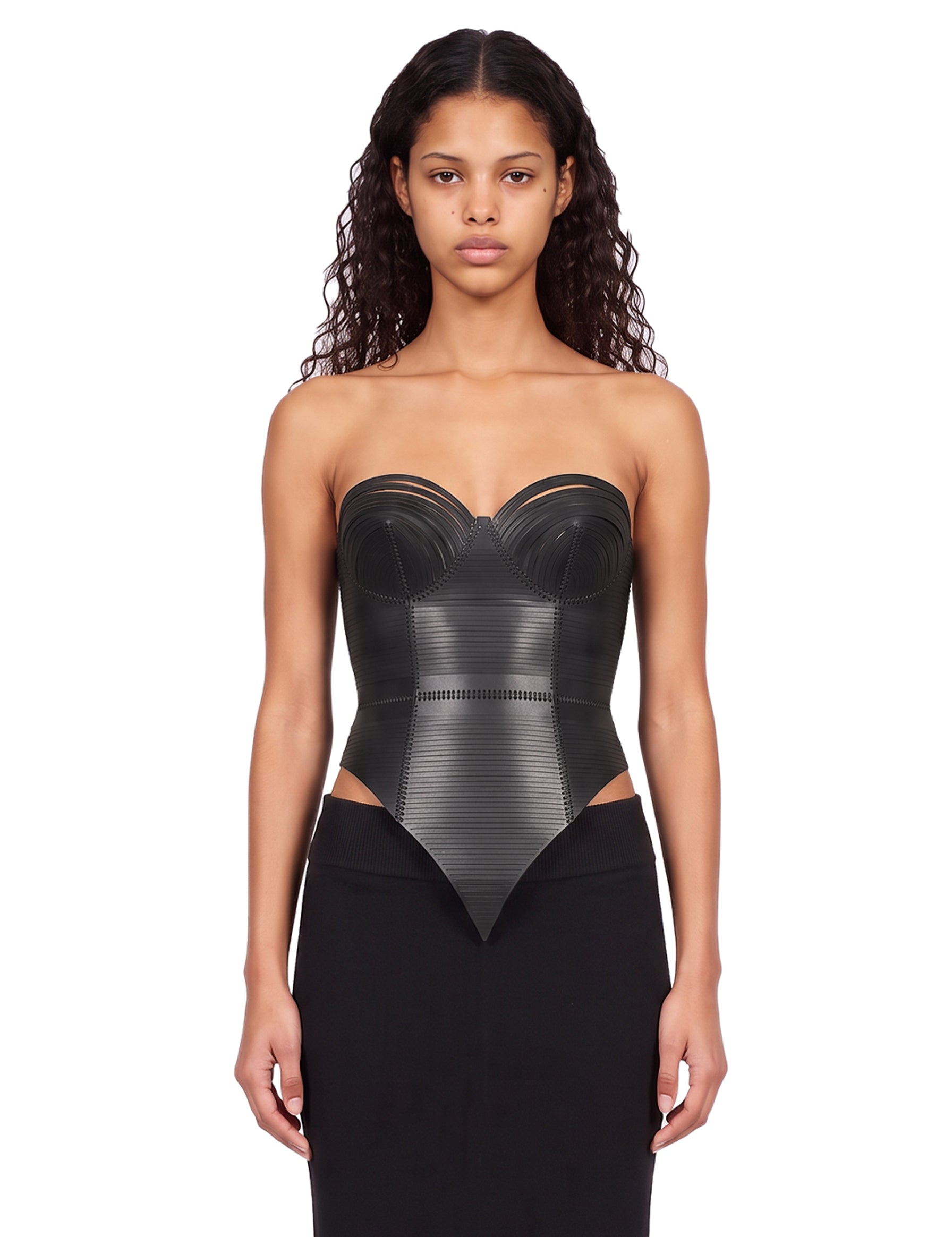 Corsetto intagliato morbido in nero 