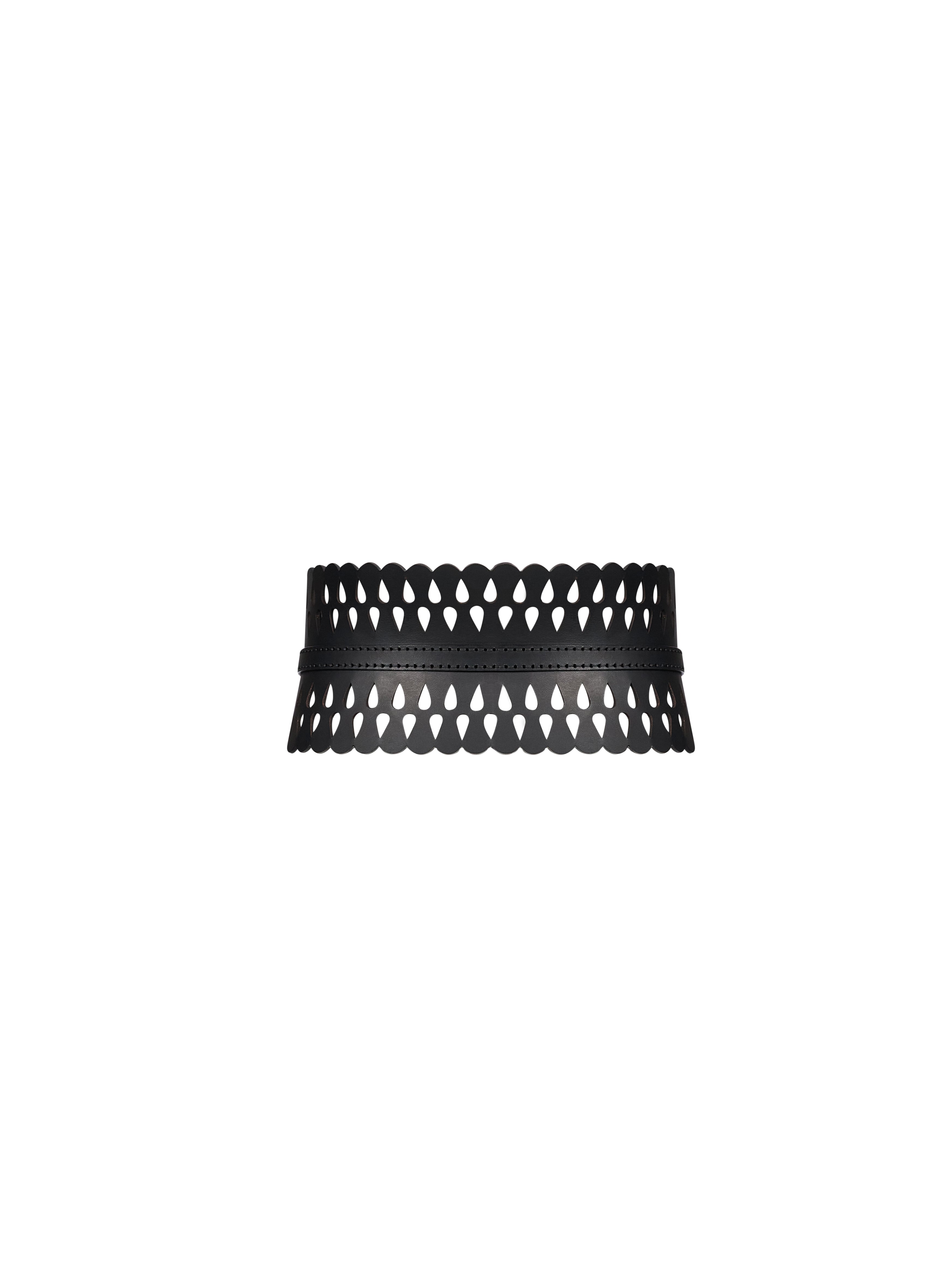 Cintura corsetto traforato in pelle 
