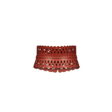 Cintura corsetto traforato in marrone 