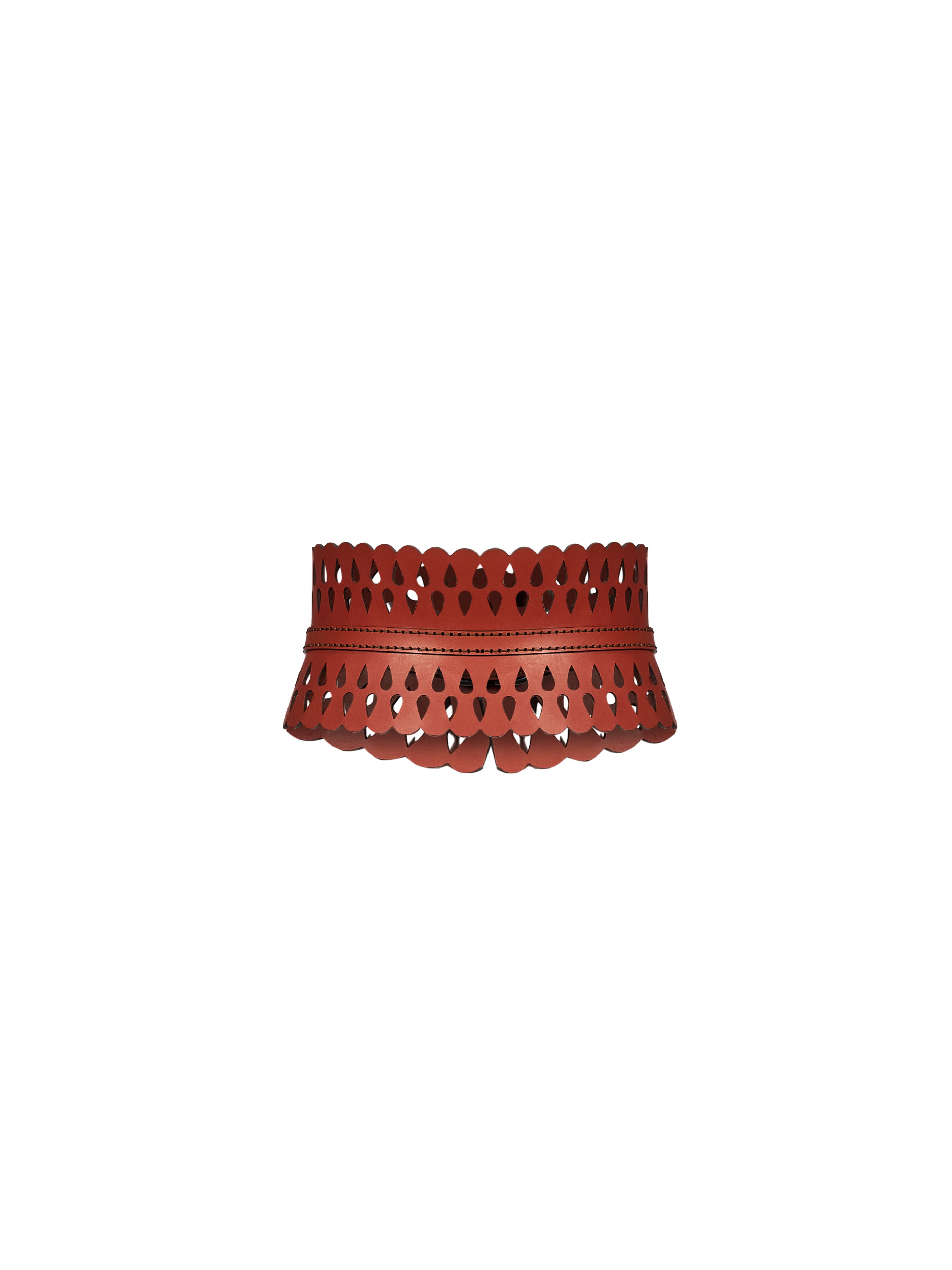 Cintura corsetto traforato in marrone 