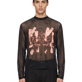 Maglia a maniche lunghe mesh in nero 