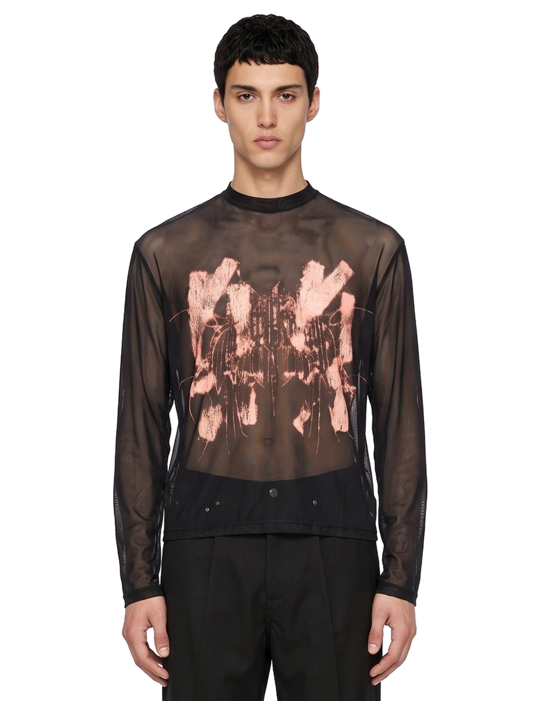Maglia a maniche lunghe mesh in nero 