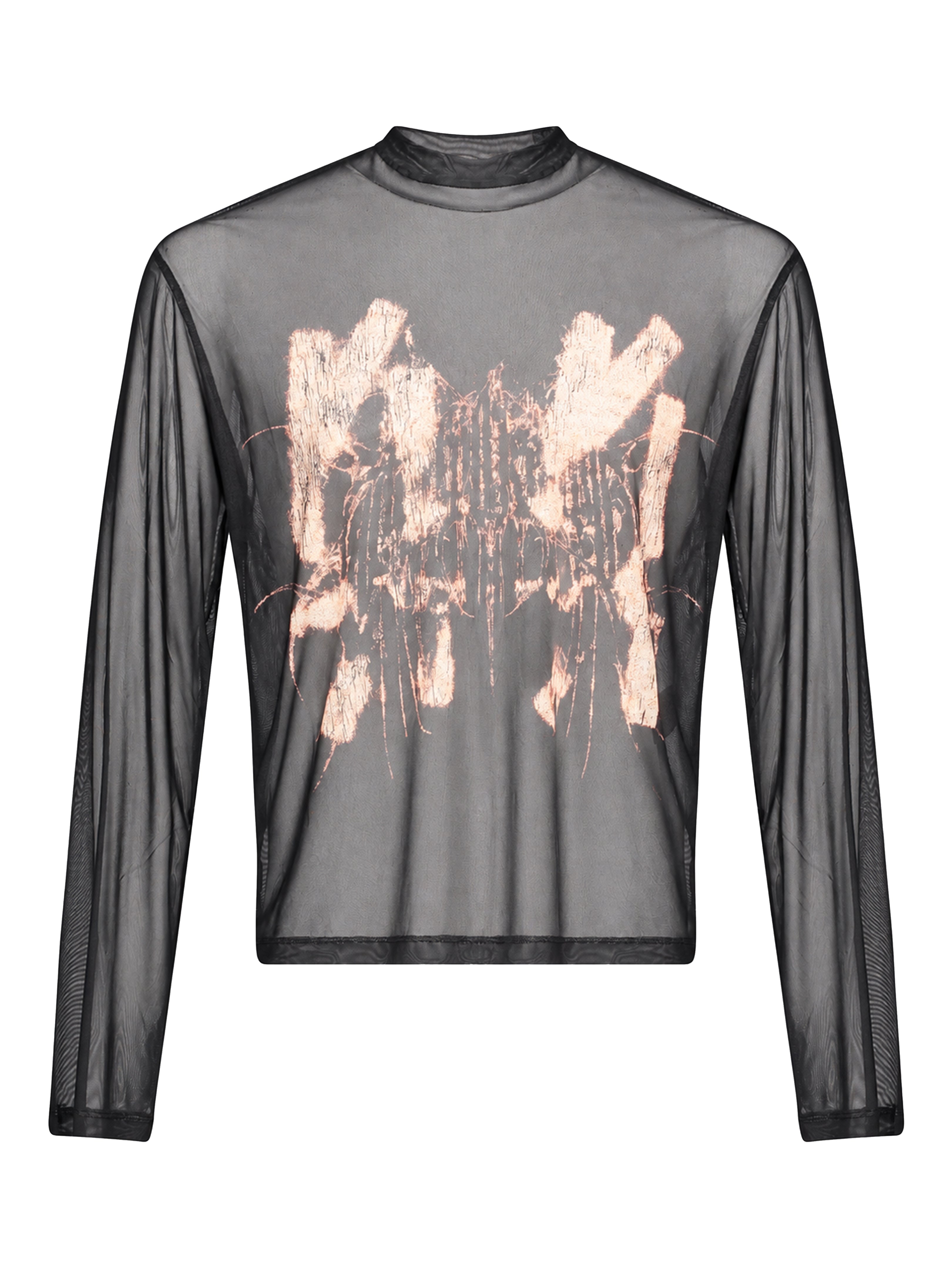 Maglia a maniche lunghe mesh in nero 