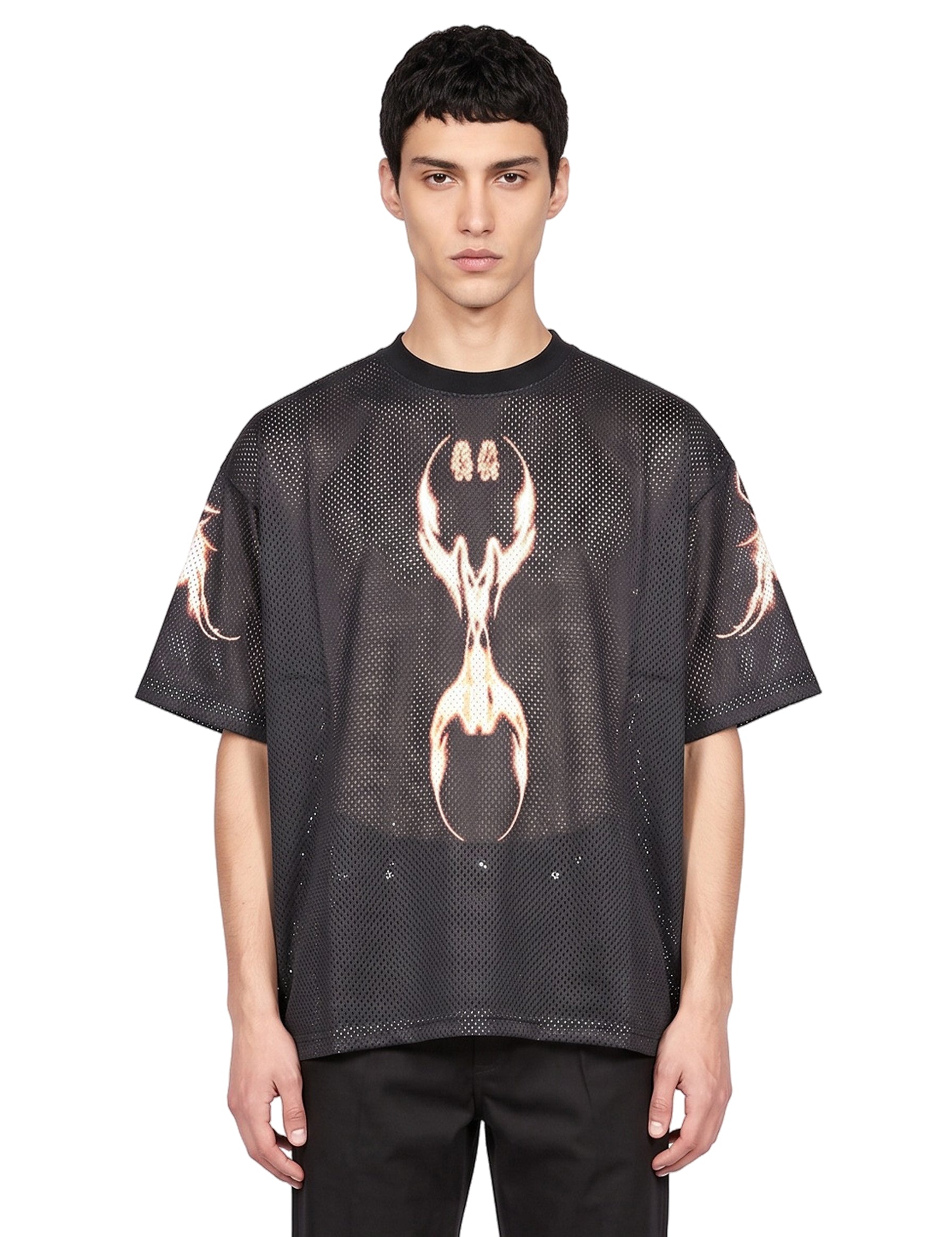 T-shirt Soccer Y2K World Fire in nero 