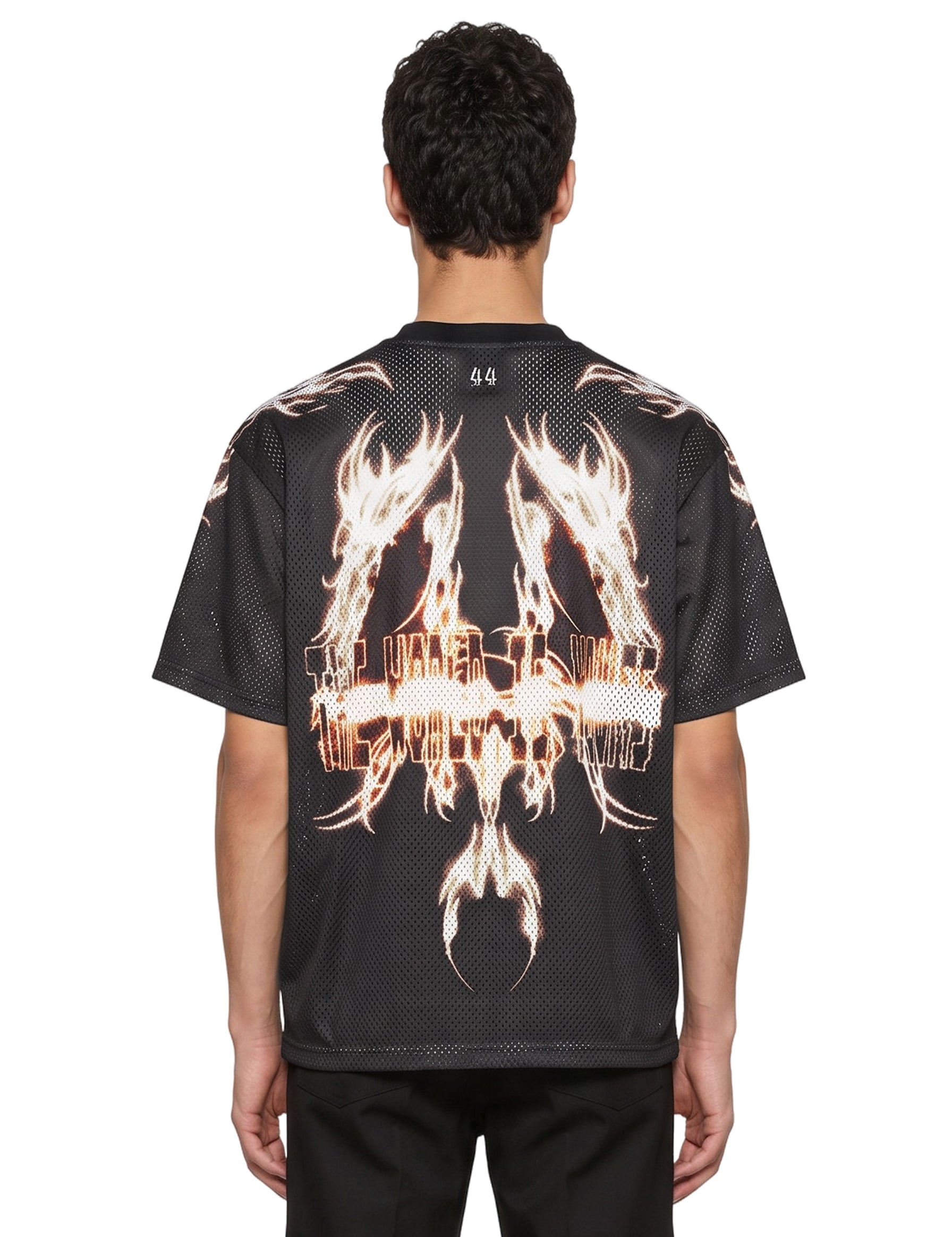 T-shirt Soccer Y2K World Fire in nero 