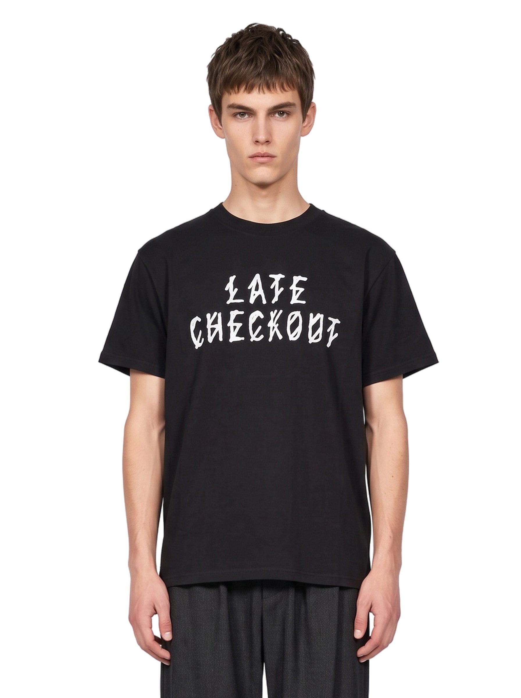 T-shirt Late Checkout in nero 