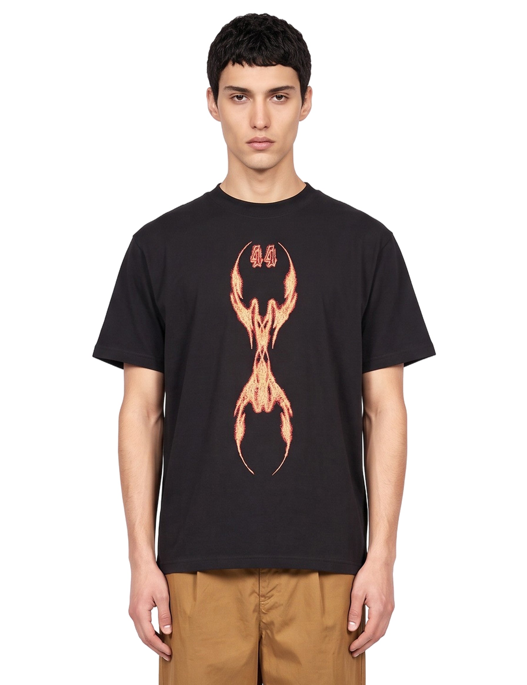 T-shirt Y2K World Fire in nero 