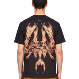 T-shirt Y2K World Fire in nero 