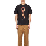 T-shirt Y2K World Fire in nero 