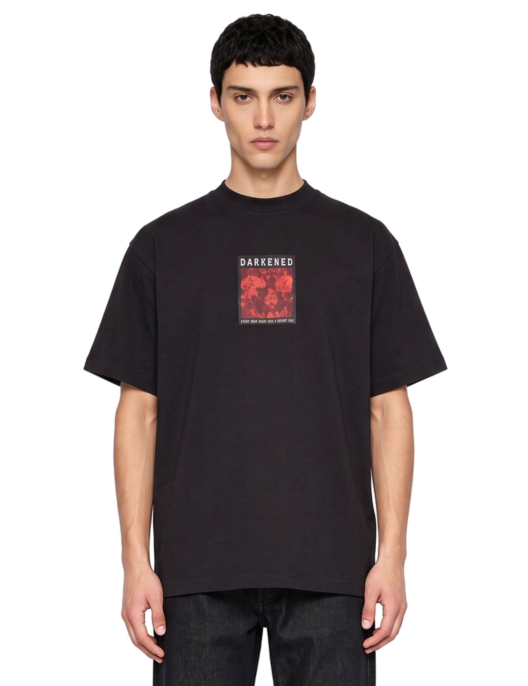 T-shirt Darkened Skull Over in nero 