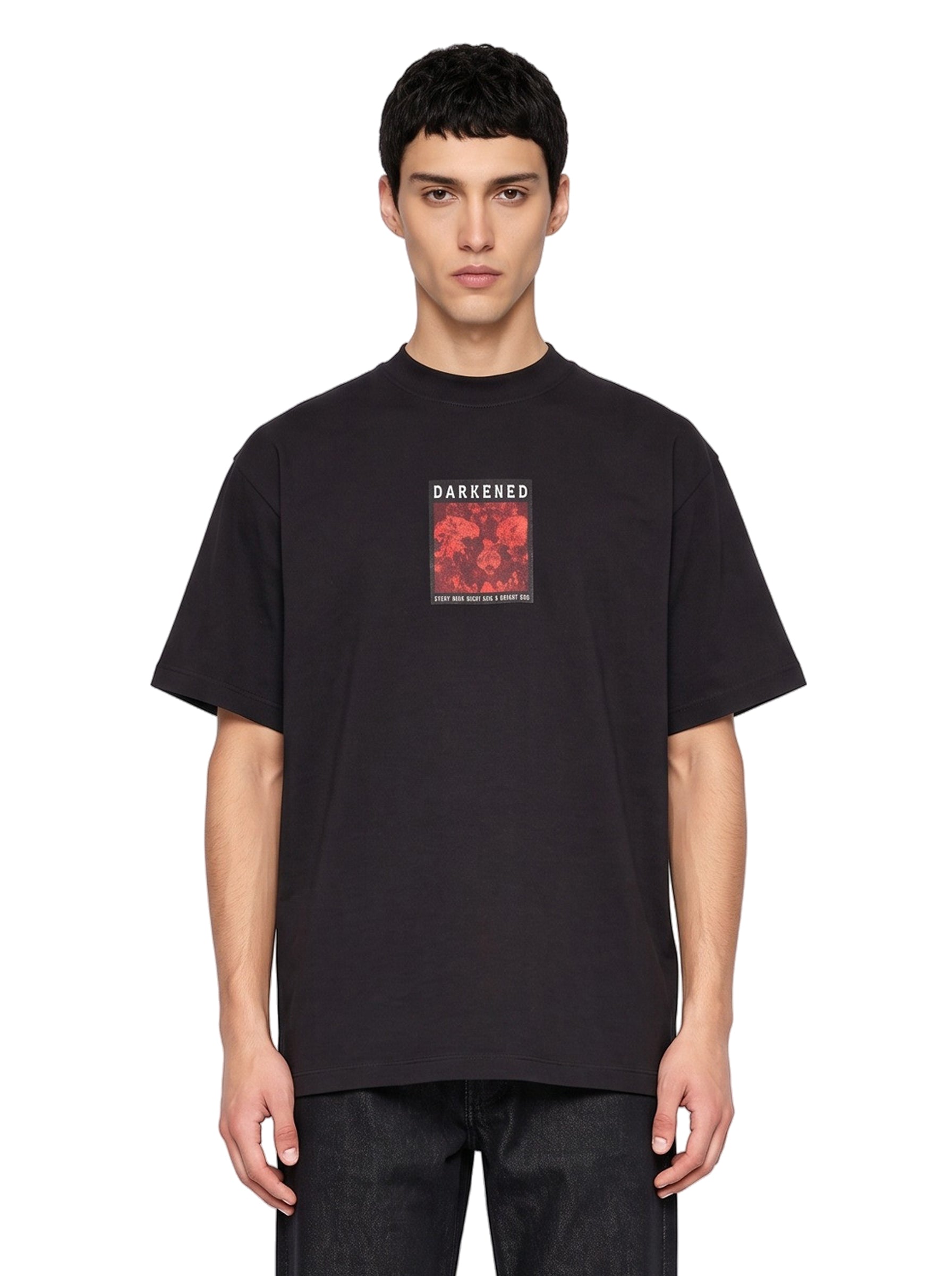 T-shirt Darkened Skull Over in nero 