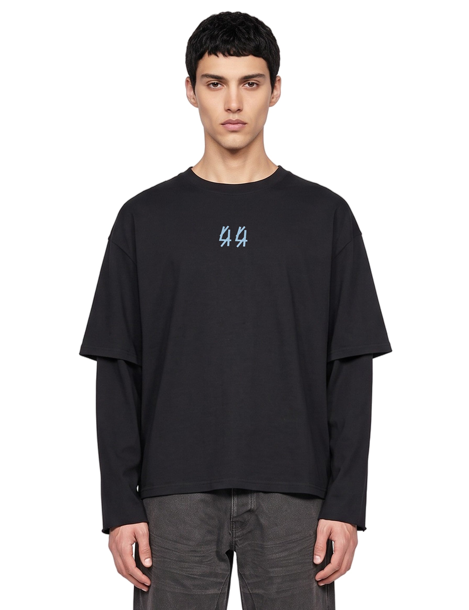 Maglia a maniche lunghe double in nero 