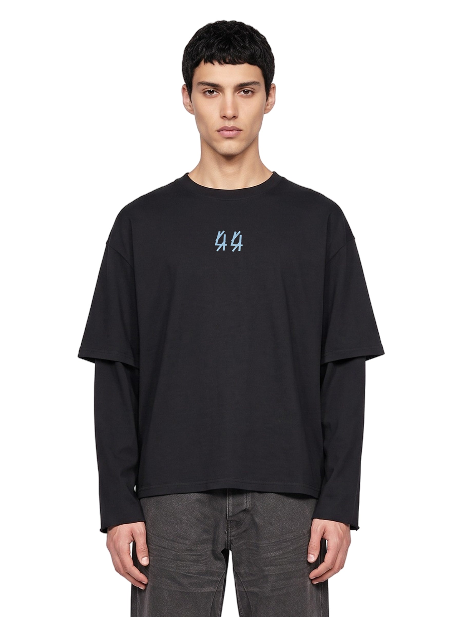 Maglia a maniche lunghe double in nero 