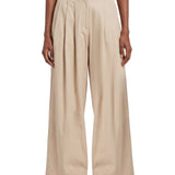 Pantaloni a vita alta con dettagli laterale a striscie in beige 