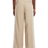 Pantaloni a vita alta con dettagli laterale a striscie in beige 