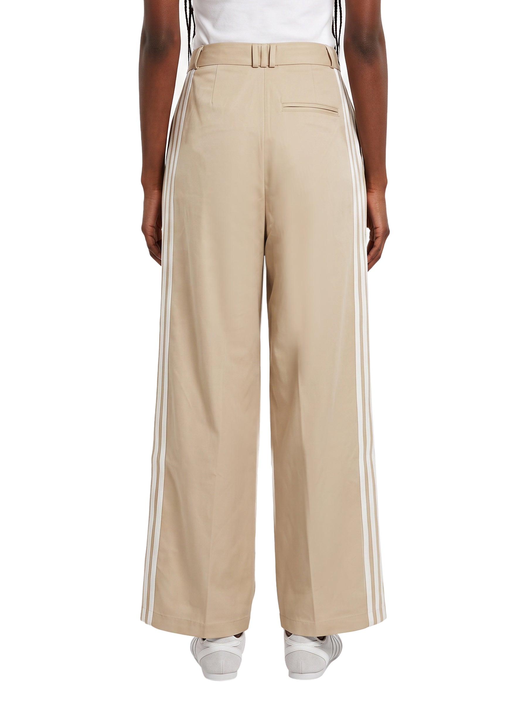 Pantaloni a vita alta con dettagli laterale a striscie in beige 