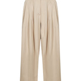 Pantaloni a vita alta con dettagli laterale a striscie in beige 