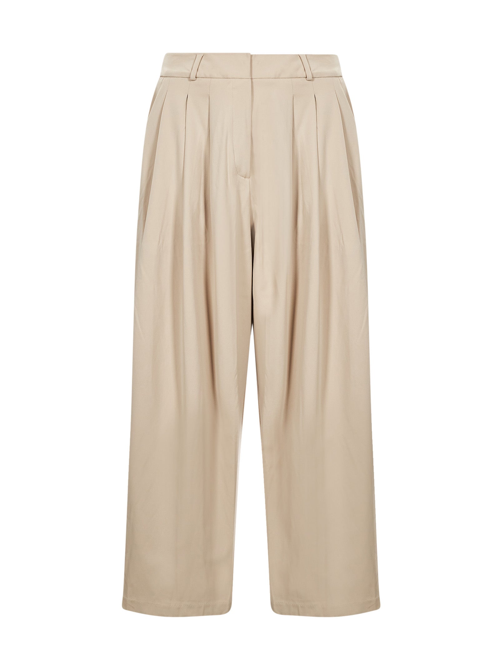 Pantaloni a vita alta con dettagli laterale a striscie in beige 