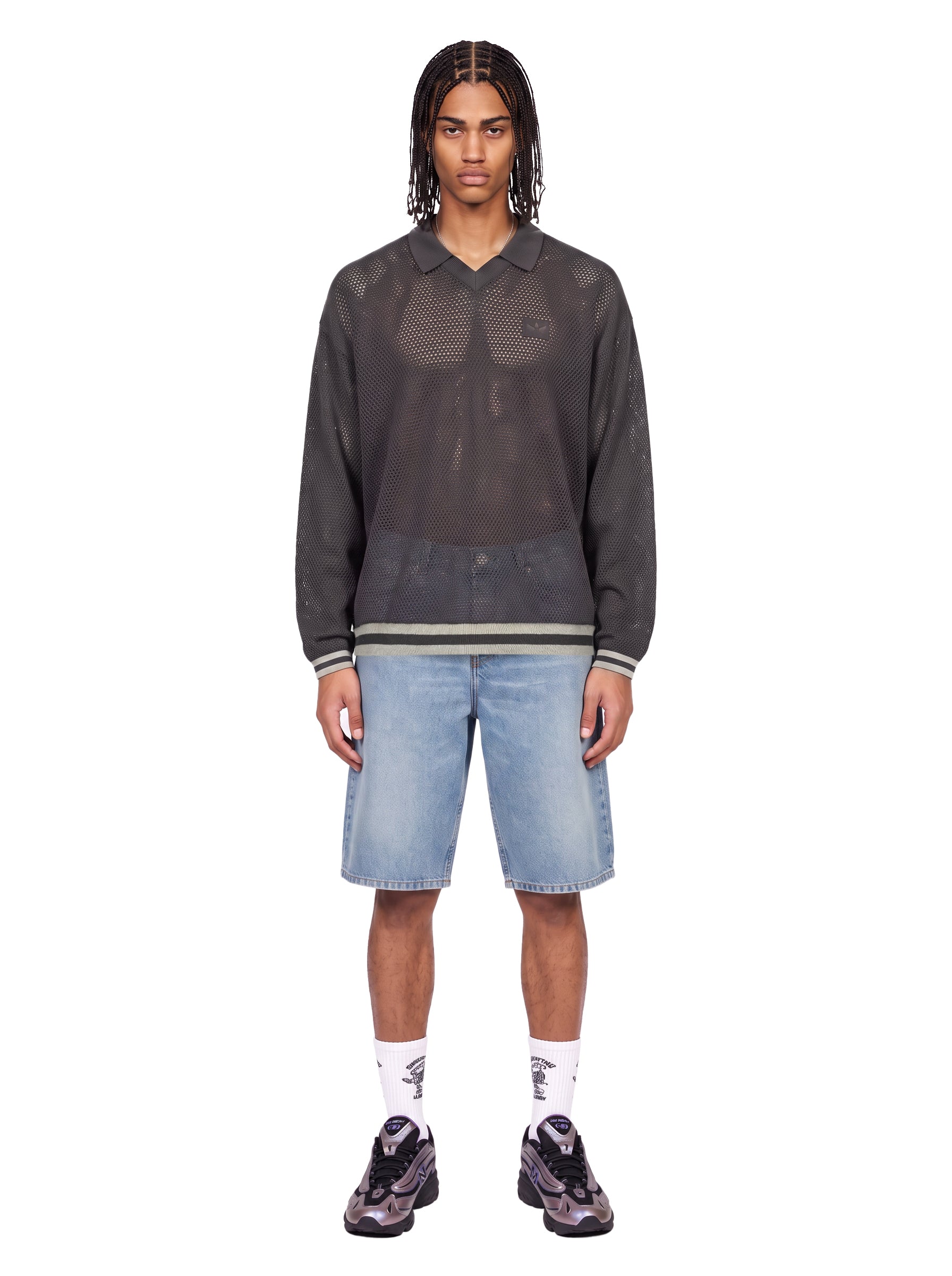 Maglia traforata in grigio 