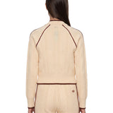 Felpa con cuciture a contrasto in beige 