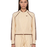 Felpa con cuciture a contrasto in beige 