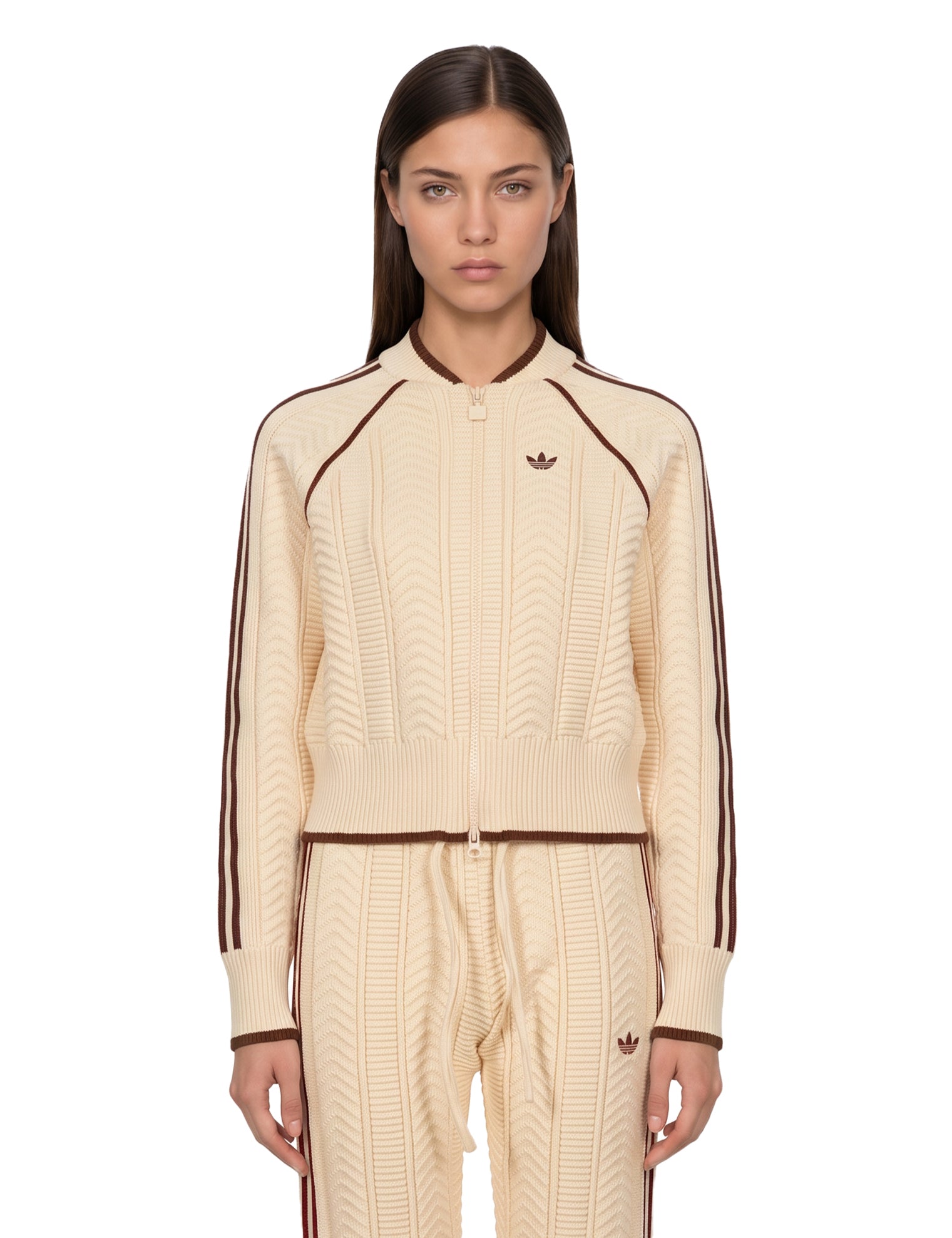 Felpa con cuciture a contrasto in beige 
