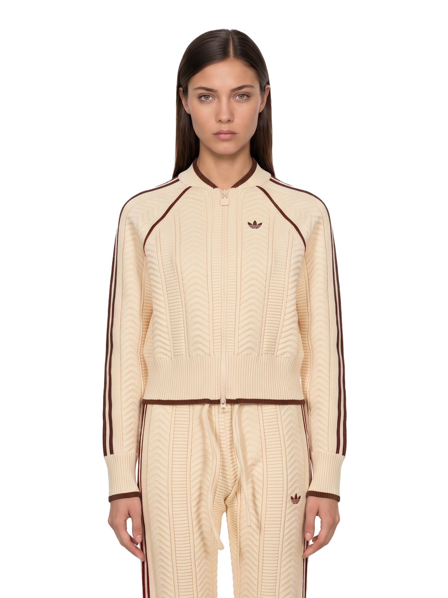 Felpa con cuciture a contrasto in beige 