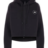 Felpa con cappuccio crop in nero Adidas by stella mc cartney - donna 